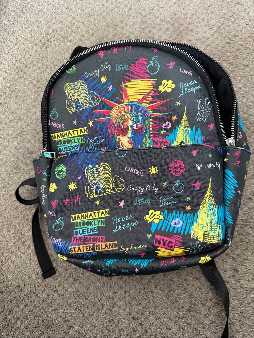 Titan Black Backpack with Neon Multicolor NYC Graffiti Print